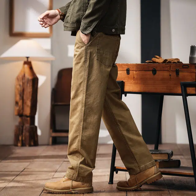 格蓝鹿 美式复古水洗潮牌高街简约宽松直筒长裤工装裤 男女同款