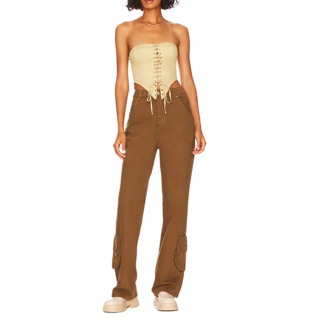 SUPERDOWN Ashlyn Lace Up Top