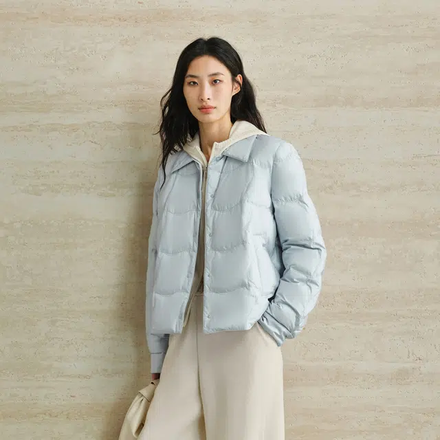 太平鸟 轻薄系列 时尚简约保暖内搭短款外套衬衫式羽绒服 女款