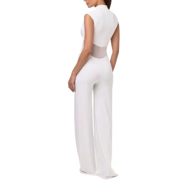 NAKED WARDROBE Mesh Wide Leg Jumpsuit Hourglass