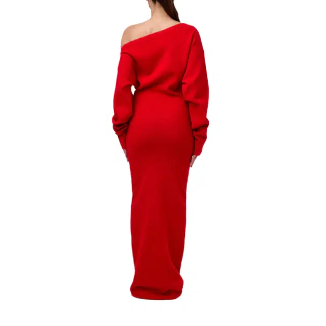 NAKED WARDROBE Off-Shoulder Sweater Maxi Dress Knits