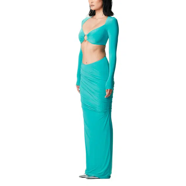 NAKED WARDROBE Scoop Waist Maxi Skirt Hourglass