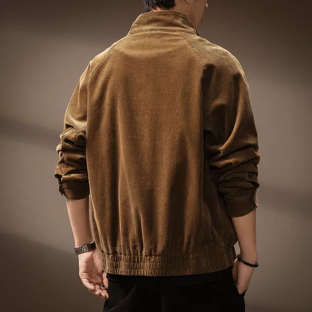 贵色 美式复古潮流百搭竖纹设计感立领工装长袖夹克外套 男女同款