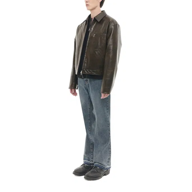 BESLOW FAUX LEATHER WORK JACKET