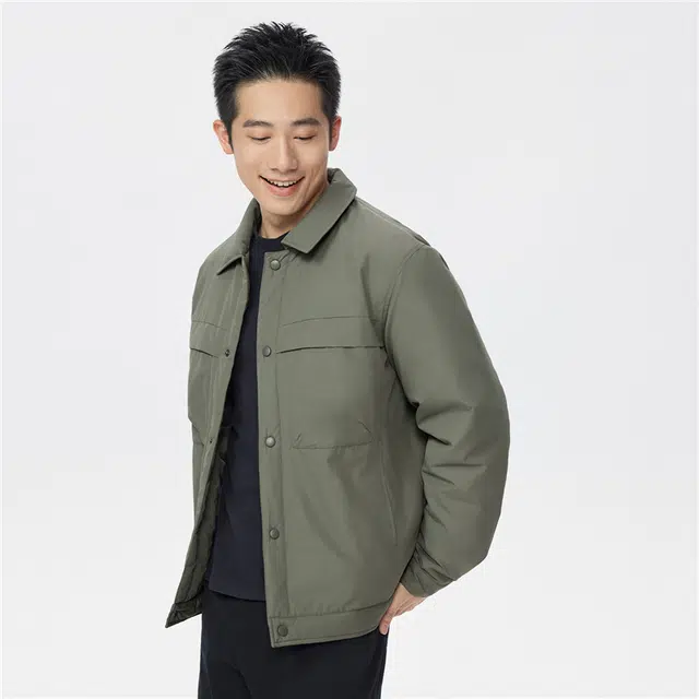 佐丹奴 立体口袋翻领梭织棉衣外套棉服 男款