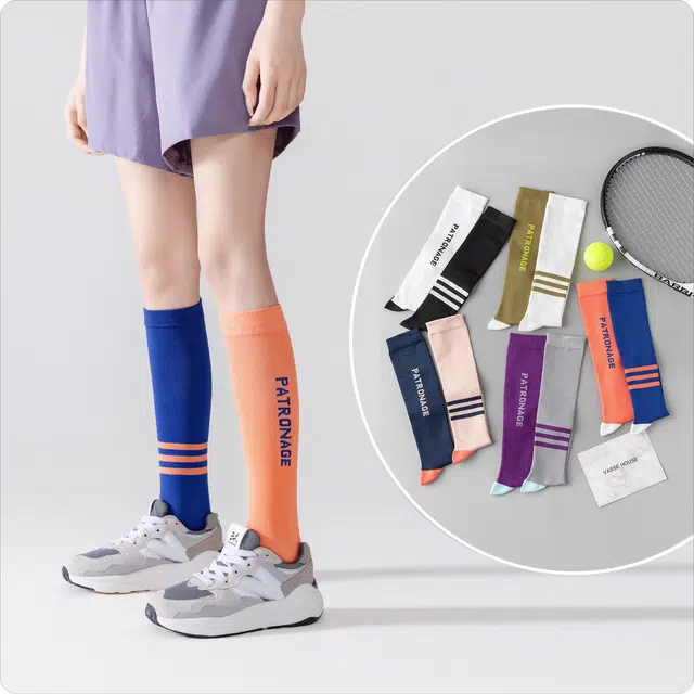 帕兰朵 压力强压运动速干小腿羽毛球训练过膝压缩显瘦跑步袜 女款