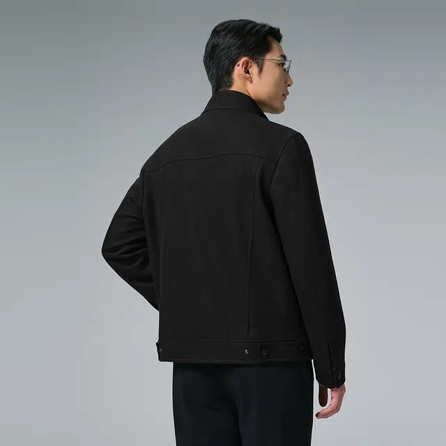 利郎 品位商务哈灵顿外套保暖绵羊毛立领纯色质感亲肤冬季毛呢大衣 男款