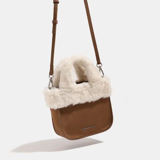 MINLUBAOLUO Chestnut Suede Shoulder Bag