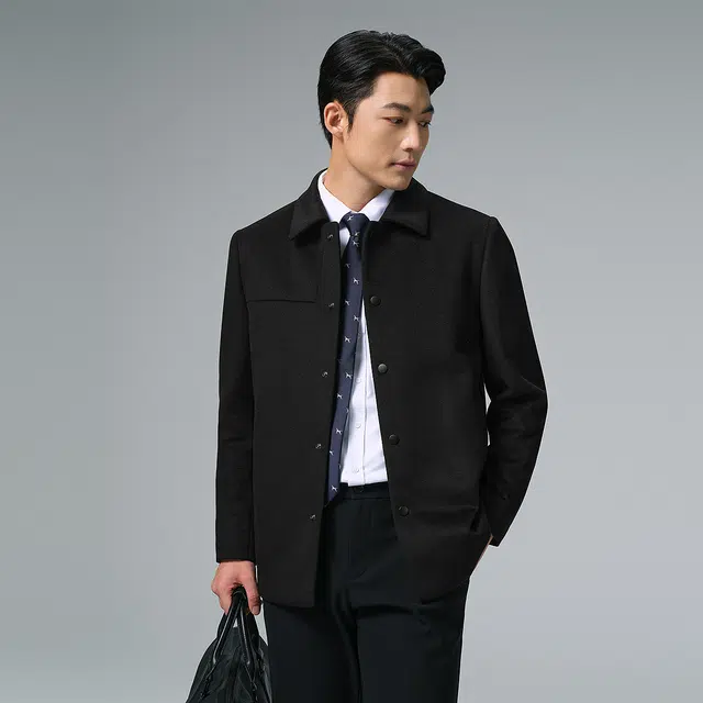 利郎 品位商务保暖绵羊毛夹棉翻领时尚都市冬季毛呢大衣 男款