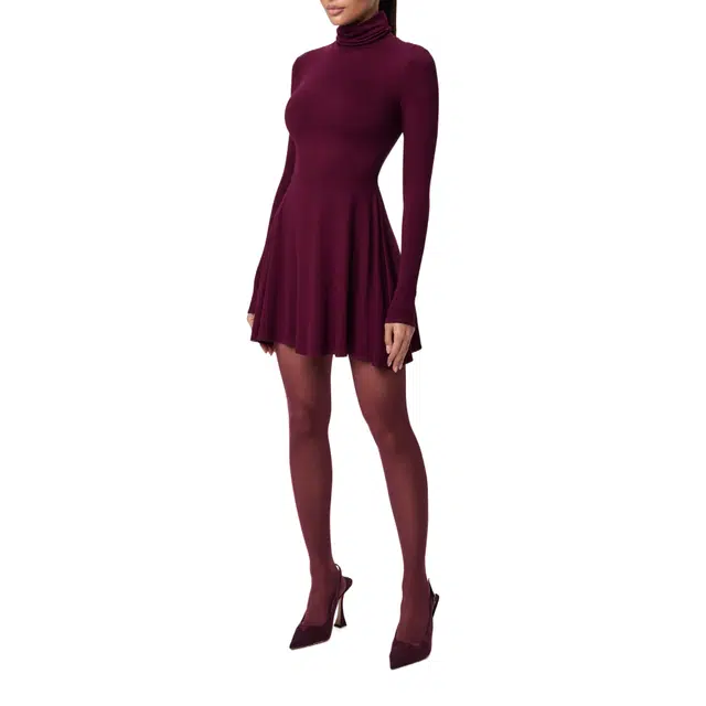 NAKED WARDROBE Turtleneck A-Line Mini Dress