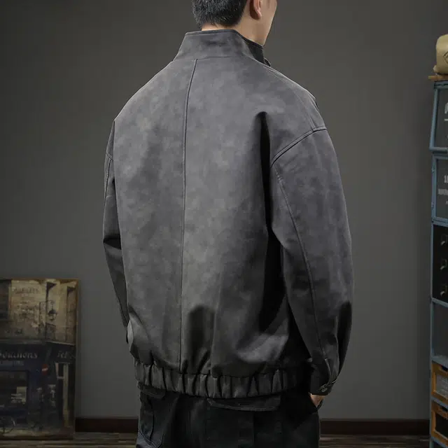 前进牛 休闲经典潮牌复古美式户外皮衣 男款