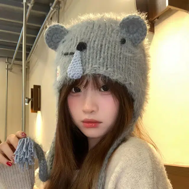 恩僾德 可爱保暖百搭防寒 聚酯纤维 绒线帽 男女同款情侣款