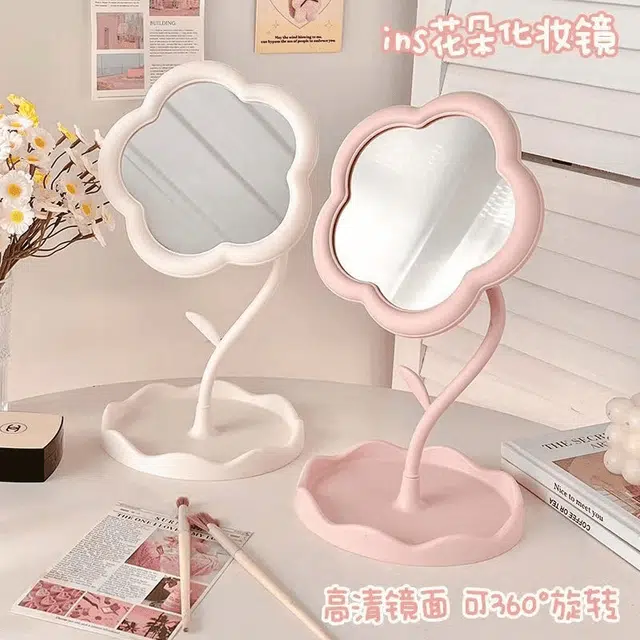 未来枫情 太阳花梳妆拆卸挂首饰高清镜子 花瓣设计
