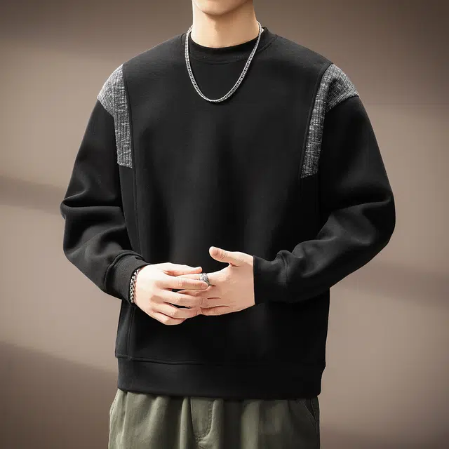 贵色 高端日系潮流城市机能设计感撞色拼接重磅宽松百搭废土风休闲上衣卫衣 男女同款