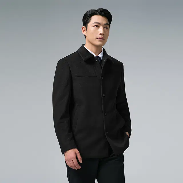 利郎 品位商务保暖绵羊毛夹棉翻领时尚都市冬季毛呢大衣 男款