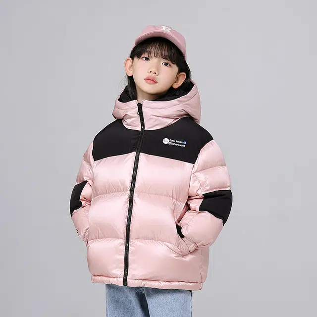 雅鹿 时尚洋气舒适百搭宽松连帽拼色长袖羽绒服 青少年