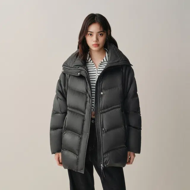 太平鸟 立领保暖时尚宽松简约外套质感羽绒服 女款