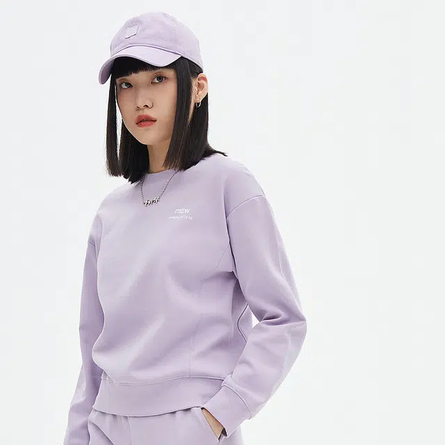 美特斯邦威 字母印花圆领套头宽松长袖卫衣 女款