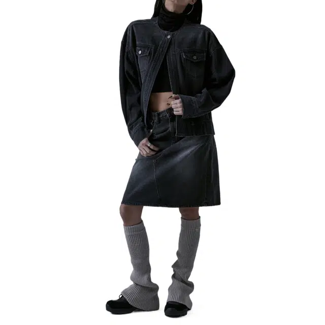 TREEMINGBIRD One Button Denim Set-up Jacket