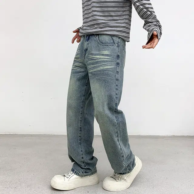 金盾 阔腿宽松长裤牛仔裤 男款