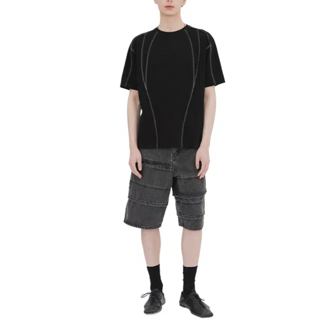 BESLOW MULTI CUFF DENIM SHORTS FADE
