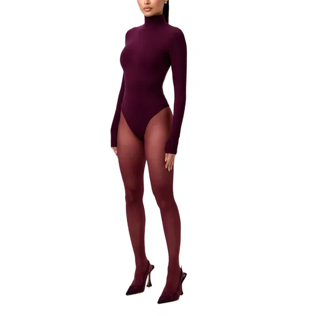 NAKED WARDROBE Butter Turtleneck Contour Bodysuit