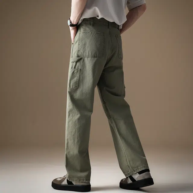 贵色 简约复古水洗石磨纯棉薄款潮牌休闲透气抗皱百搭款高端轻磅痞帅阔腿长裤牛仔裤 男女同款