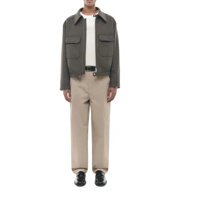 BESLOW CASHMERE MILITARY ZIP-UP JACKET MELANGE