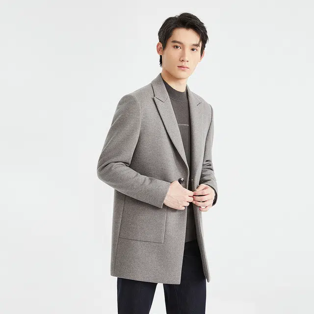 利郎 热燃科技时尚都市保暖绵羊毛质感中长款冬季大衣 男款