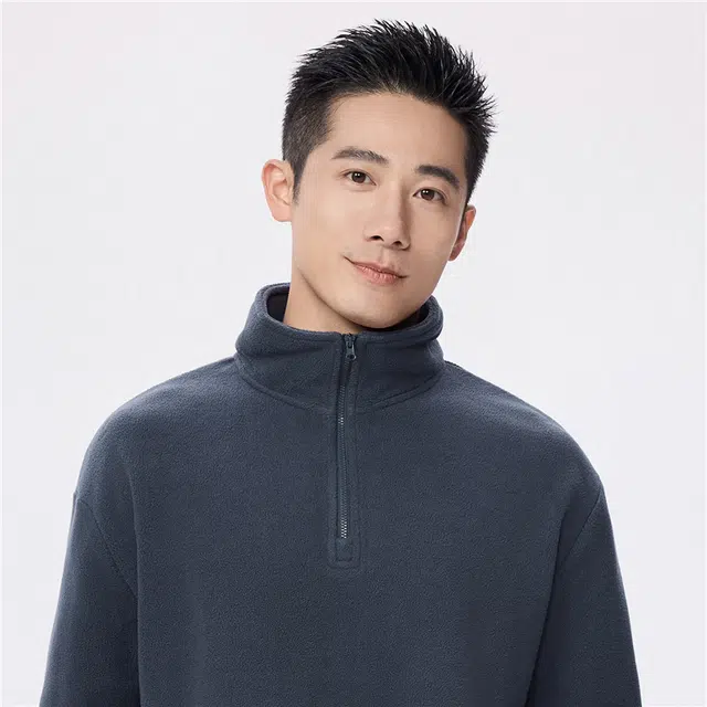 佐丹奴 摇粒绒立领半拉链针织卫衣 男款