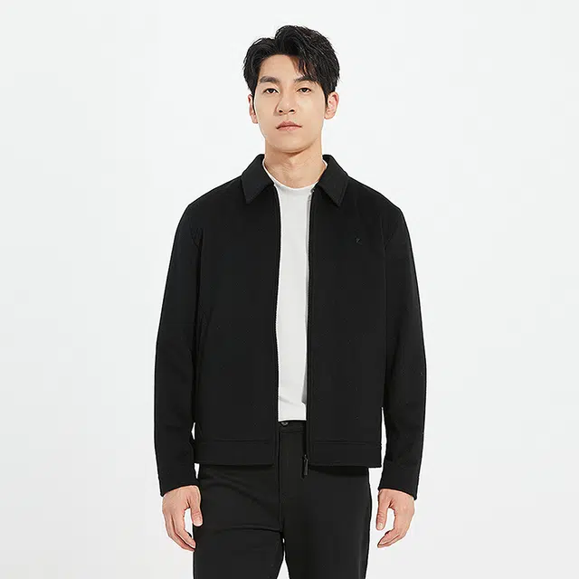 利郎 品位商务纯色翻领短款含山羊绒休闲通勤保暖秋季夹克外套 男款