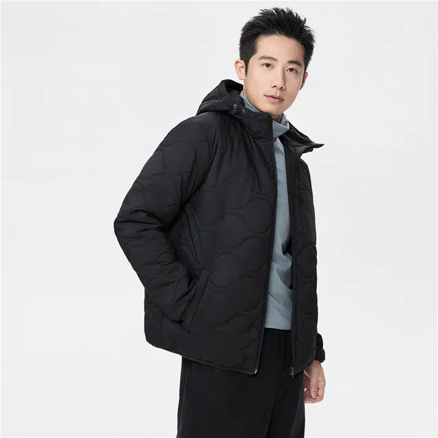 佐丹奴 葫芦绗缝连帽多口袋梭织棉衣外套棉服 男款