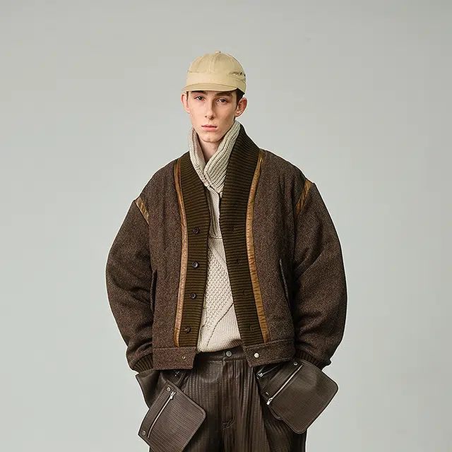 速写 冬季宽松保暖短款长袖棉服 男款