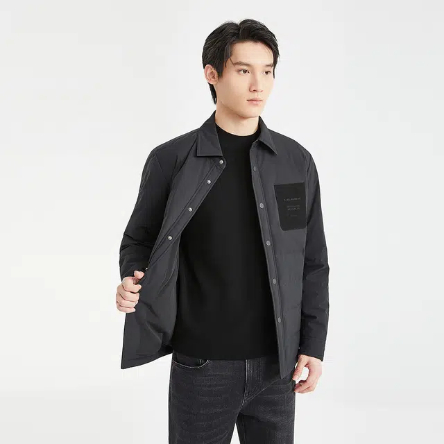 利郎 多孔膜撞色口袋翻领轻薄保暖冬季羽绒服 男款