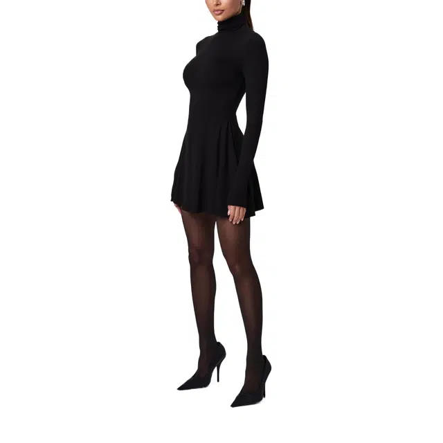 NAKED WARDROBE Turtleneck A-Line Mini Dress NW