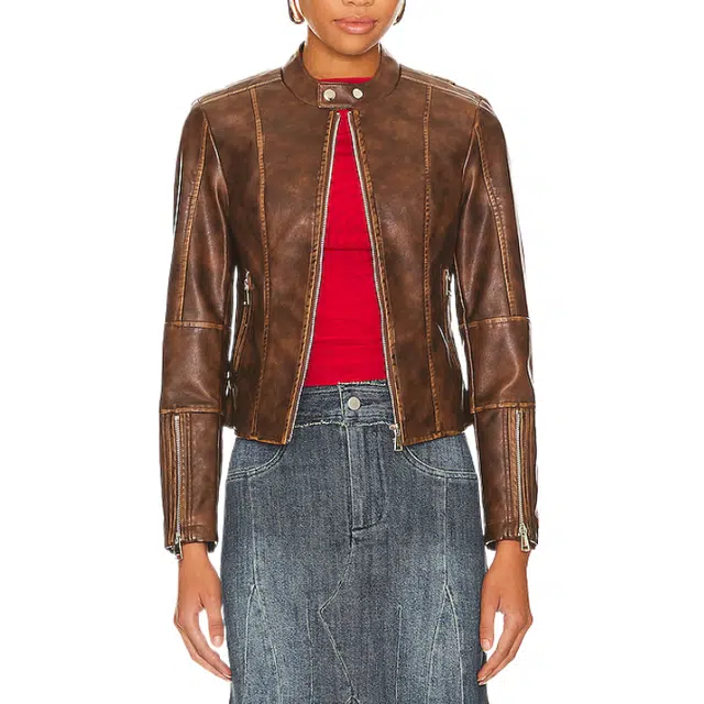 SUPERDOWN Steph Faux Leather Moto Jacket