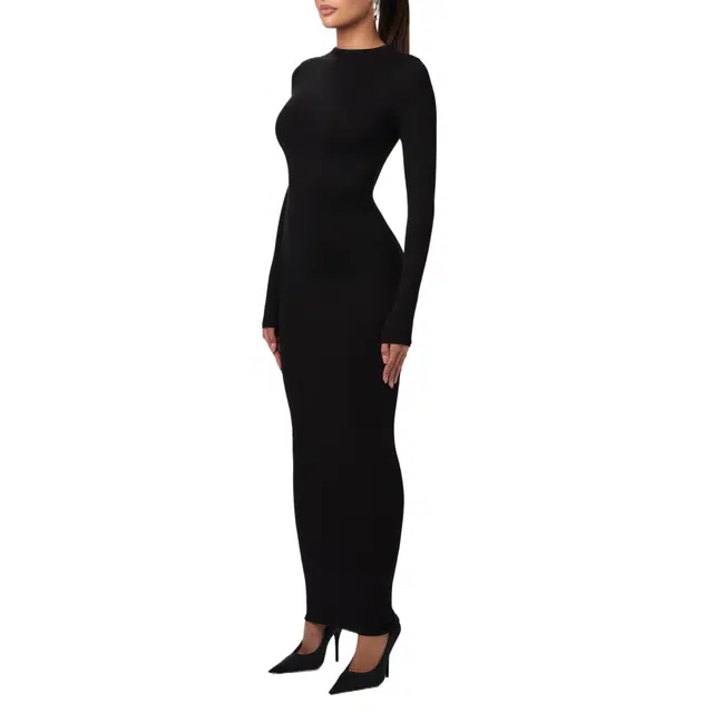 NAKED WARDROBE Sculpt Mock Neck Dress NW
