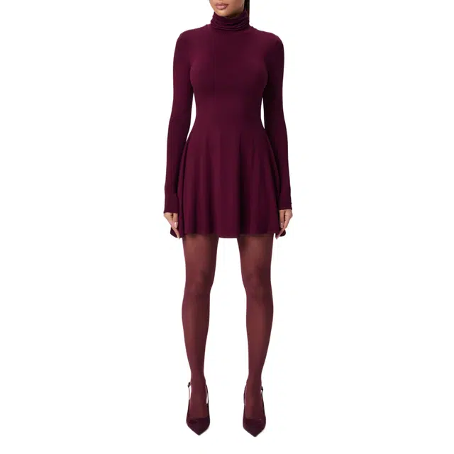 NAKED WARDROBE Turtleneck A-Line Mini Dress