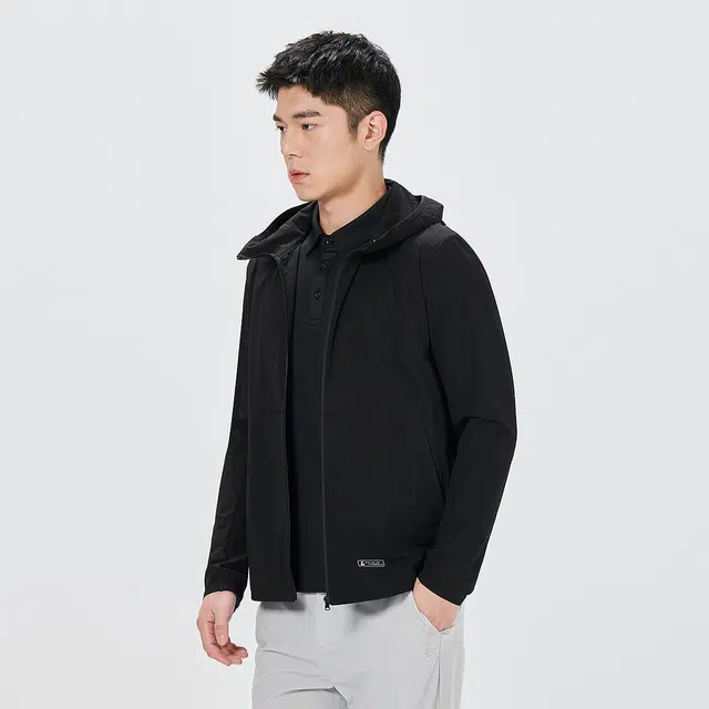 利郎 轻薄商务休闲连帽纯色空调服皮肤衣夹克外套 男款