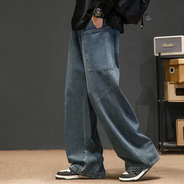 金盾 秋季高街裤子长裤潮牌美式牛仔裤 男款