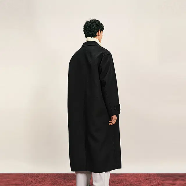 速写 外套西服领长袖大衣 男款