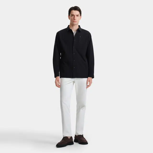 比音勒芬 休闲户外通勤字母印花微廓长袖衬衫 男款