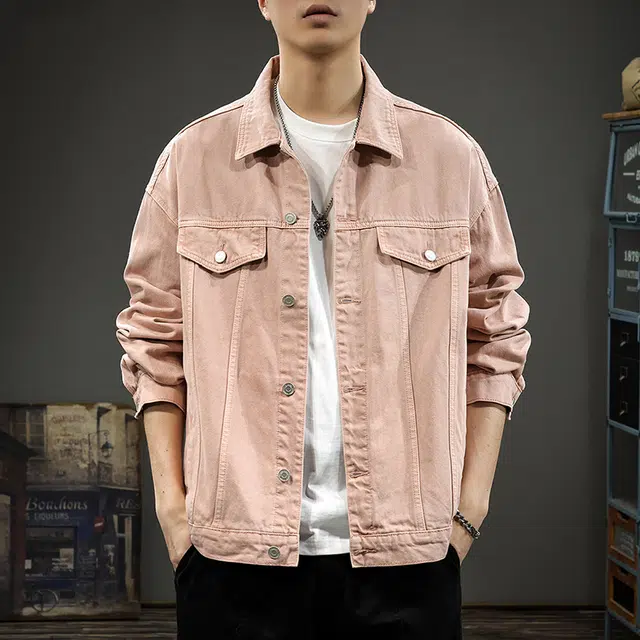 前进牛 美式休闲经典复古潮牌阿苏特染纯色无性别主义潮流潮流中性风多巴胺百搭休闲纯棉长袖牛仔外套 男女同款