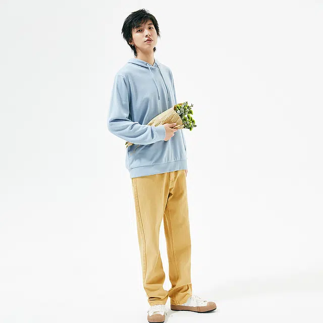 美特斯邦威 美式纯色简约宽松舒适基础百搭连帽卫衣 男女同款