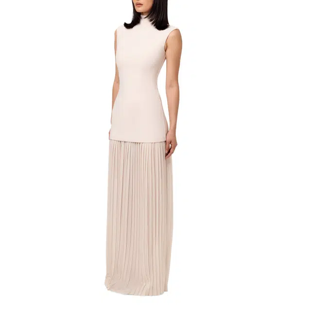 NAKED WARDROBE Pleated Sleeveless Maxi Dress Chiffon