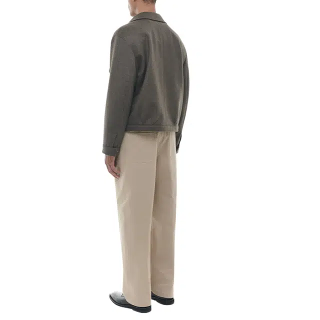BESLOW CASHMERE MILITARY ZIP-UP JACKET MELANGE