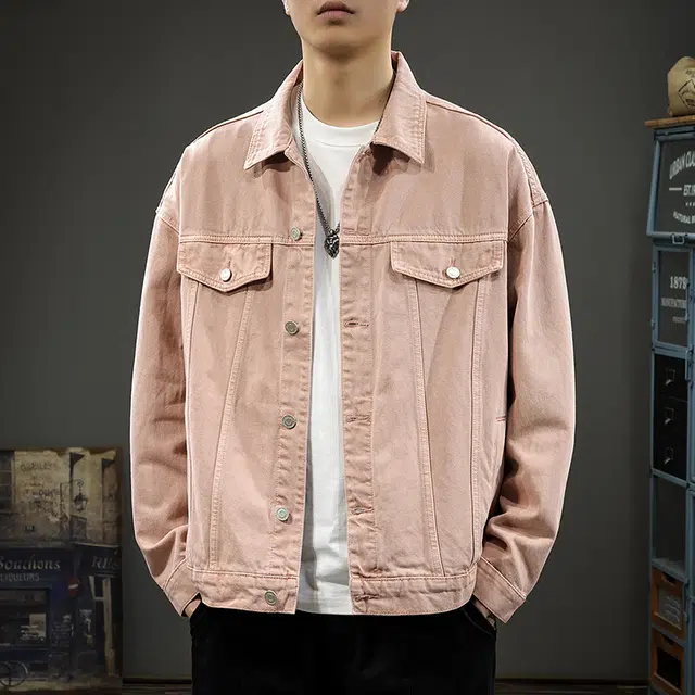 前进牛 美式休闲经典复古潮牌阿苏特染纯色无性别主义潮流潮流中性风多巴胺百搭休闲纯棉长袖牛仔外套 男女同款