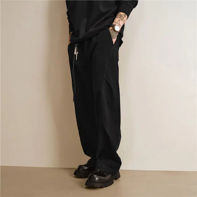 佐丹奴 纯棉侧缝前移收褶松紧腰梭织休闲裤 男款