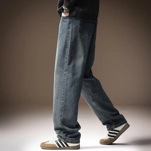 贵色 美式复古高街水洗做旧潮牌痞帅舒适显瘦百搭直筒垂感阔腿牛仔裤 男女同款
