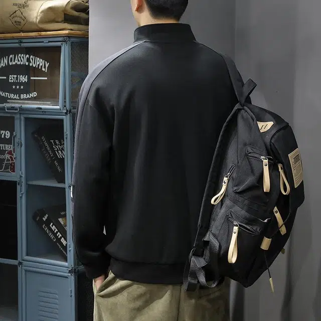 前进牛 美式经典复古潮流潮牌立领休闲户外百搭宽松运动卫衣 男款